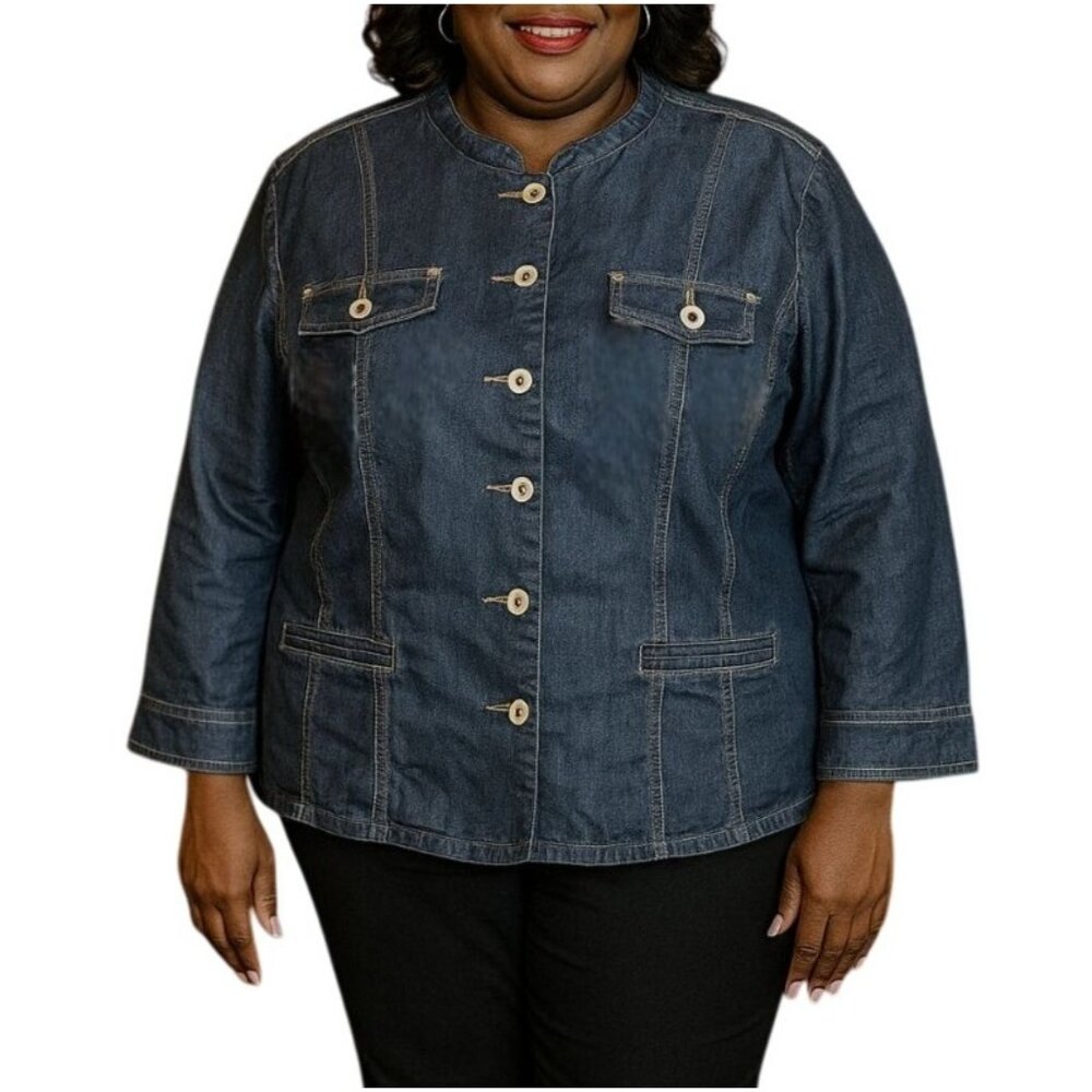 Big Rock Canyon Plus Size 2XL Jacket Denim Button-Up Mandarian Collar